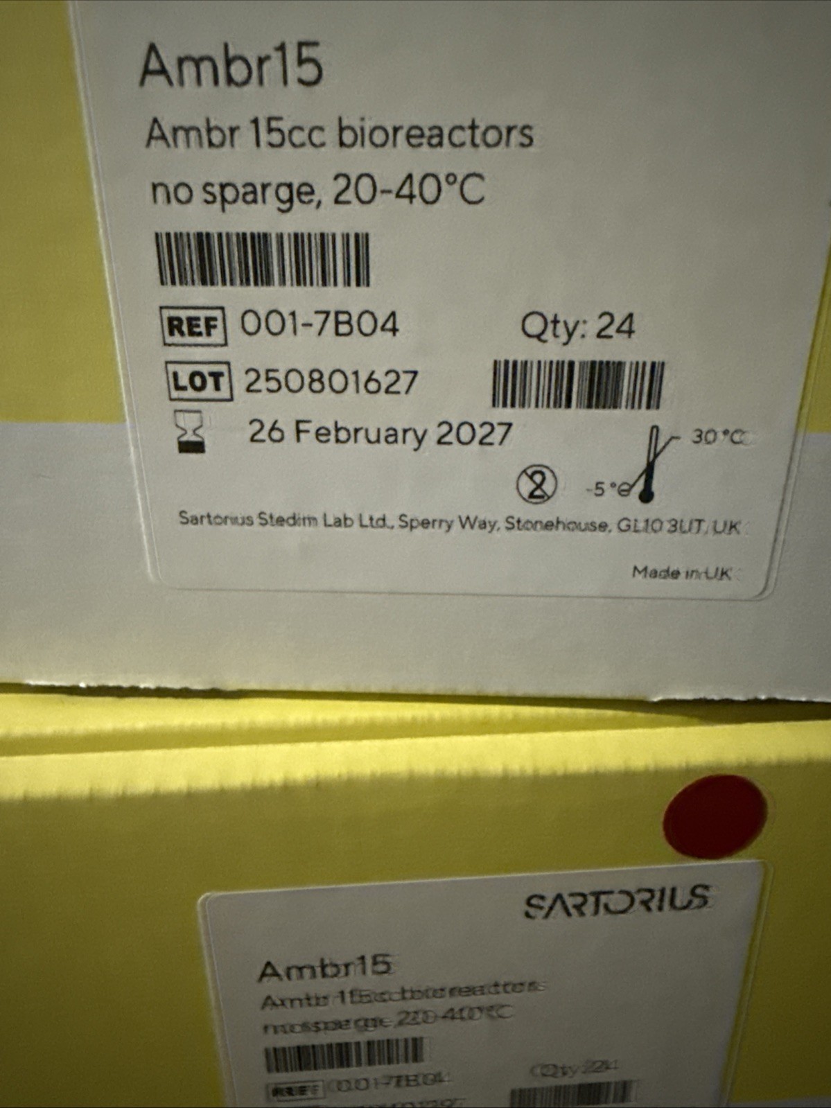 NEW Sartorius Ambr15 001-7B04 (Qty 24)  Exp Feb 27 New MSRP 2,500 PROMO