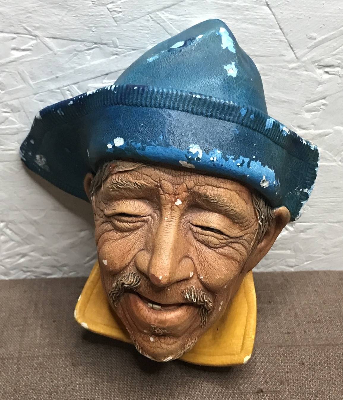 Vintage 1961 Bossons Sardinian Chalkware Head Wall Plaque Made in England