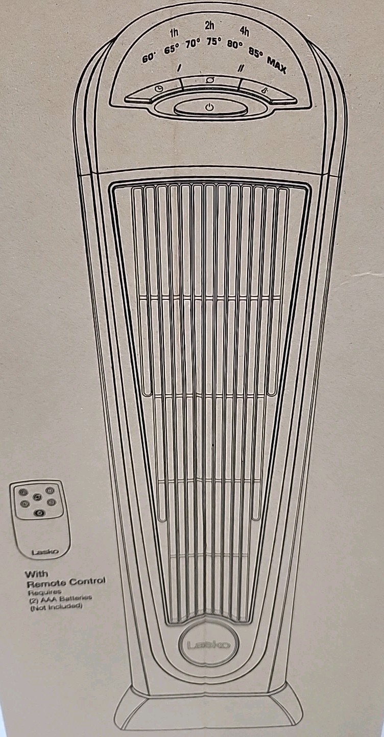 NEW Lasko 751320 1500W Built-In Ceramic Tower Heater 23 in. W/Remote Control