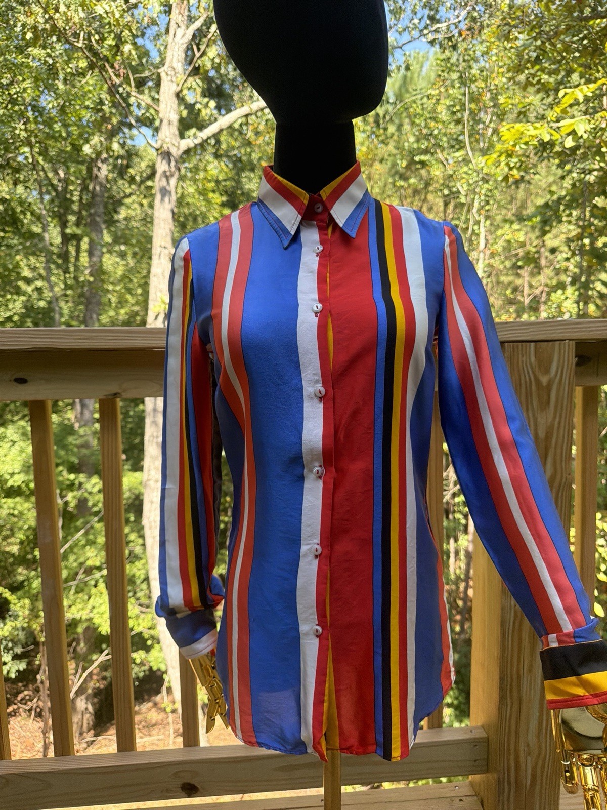 Silk Dolce & Gabbana Multicolor Striped Button-Up Blouse IT 40 Made in Italy