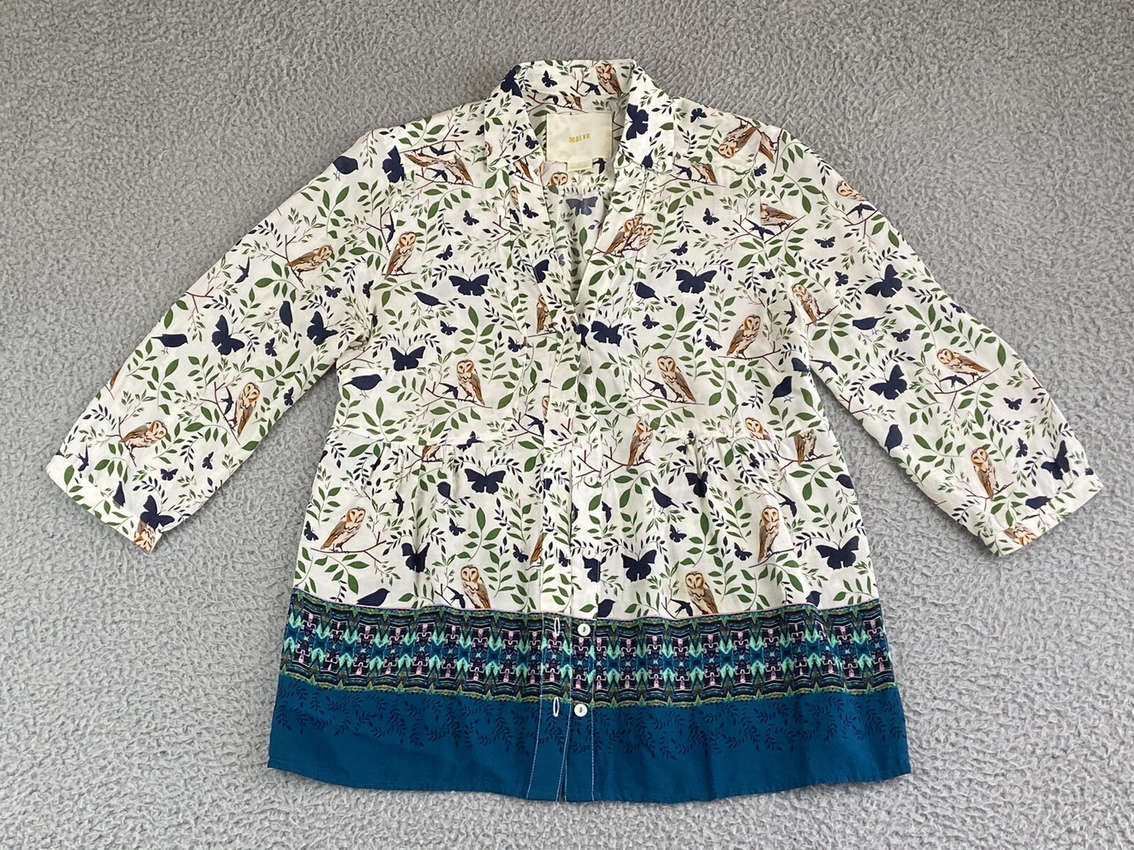 Anthropologie Maeve Top Women\'s Size 4P Button Front Nature Print Rayon Blouse Anthropologie Maeve Top Women\'s Size 4P Button Front Nature Print Rayon Blouse