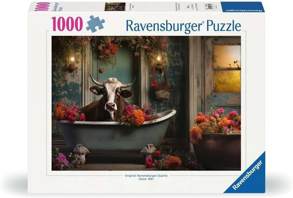 NEW SEALED Ravensburger 00782 Cow in the Bathtub 1000 Pc Jigsaw Puzzle US SELLER
