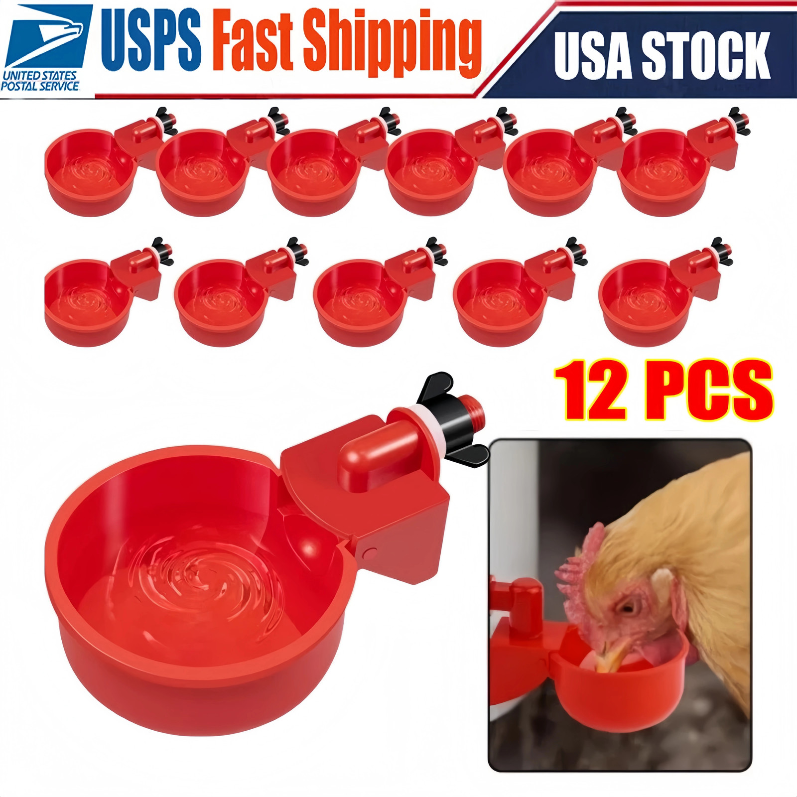 12 PCS Chicken Automatic Watering Cups Poultry Drinker Waterer Duck Quail Hen 12 PCS Chicken Automatic Watering Cups Poultry Drinker Waterer Duck Quail Hen