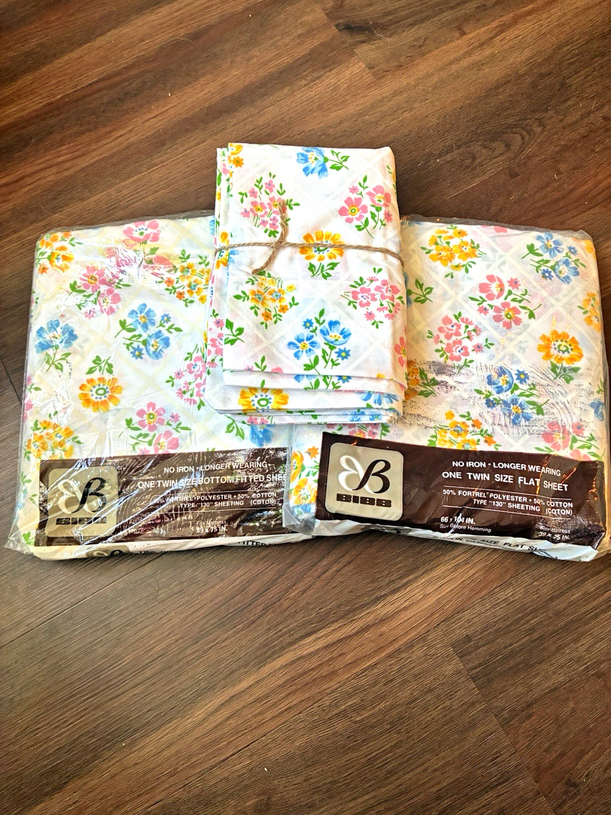Vintage Bibb Twin Sheet Set No Iron Floral Trellis 50/50 Cotton Polyester Vintage Bibb Twin Sheet Set No Iron Floral Trellis 50/50 Cotton Polyester