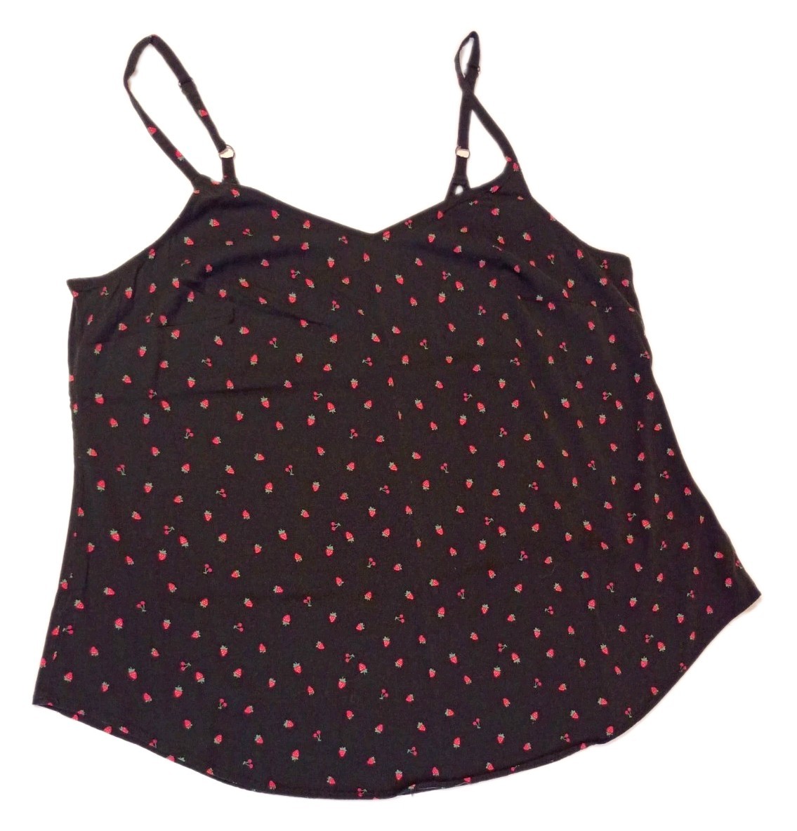 Torrid Black Strawberry Print Camisole Tank Women\'s Plus Size 1 Adjustable Strap