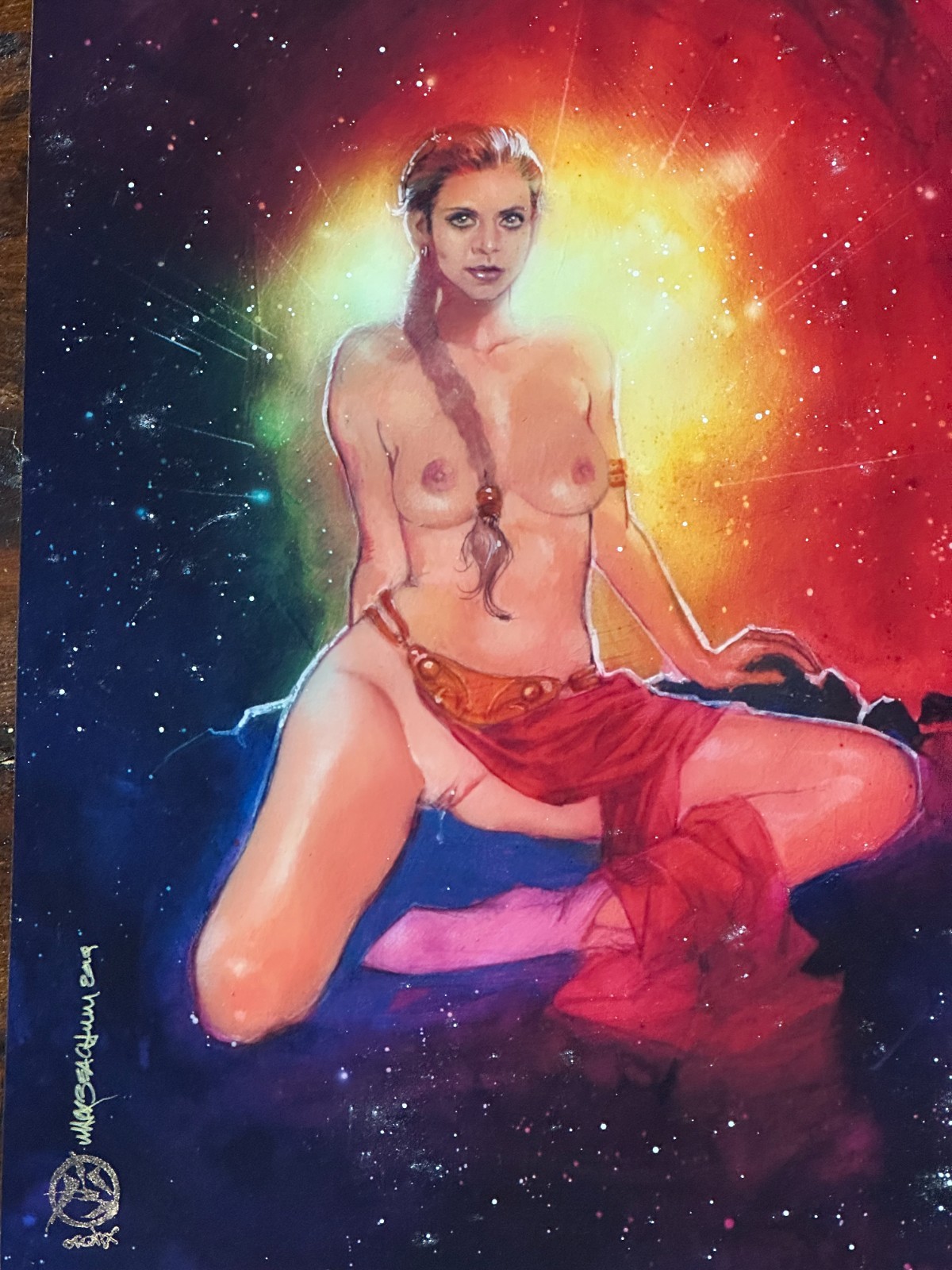 Mark Beachum hand embellished limited edition print PRINCESS LEIA SLAVE GIRL