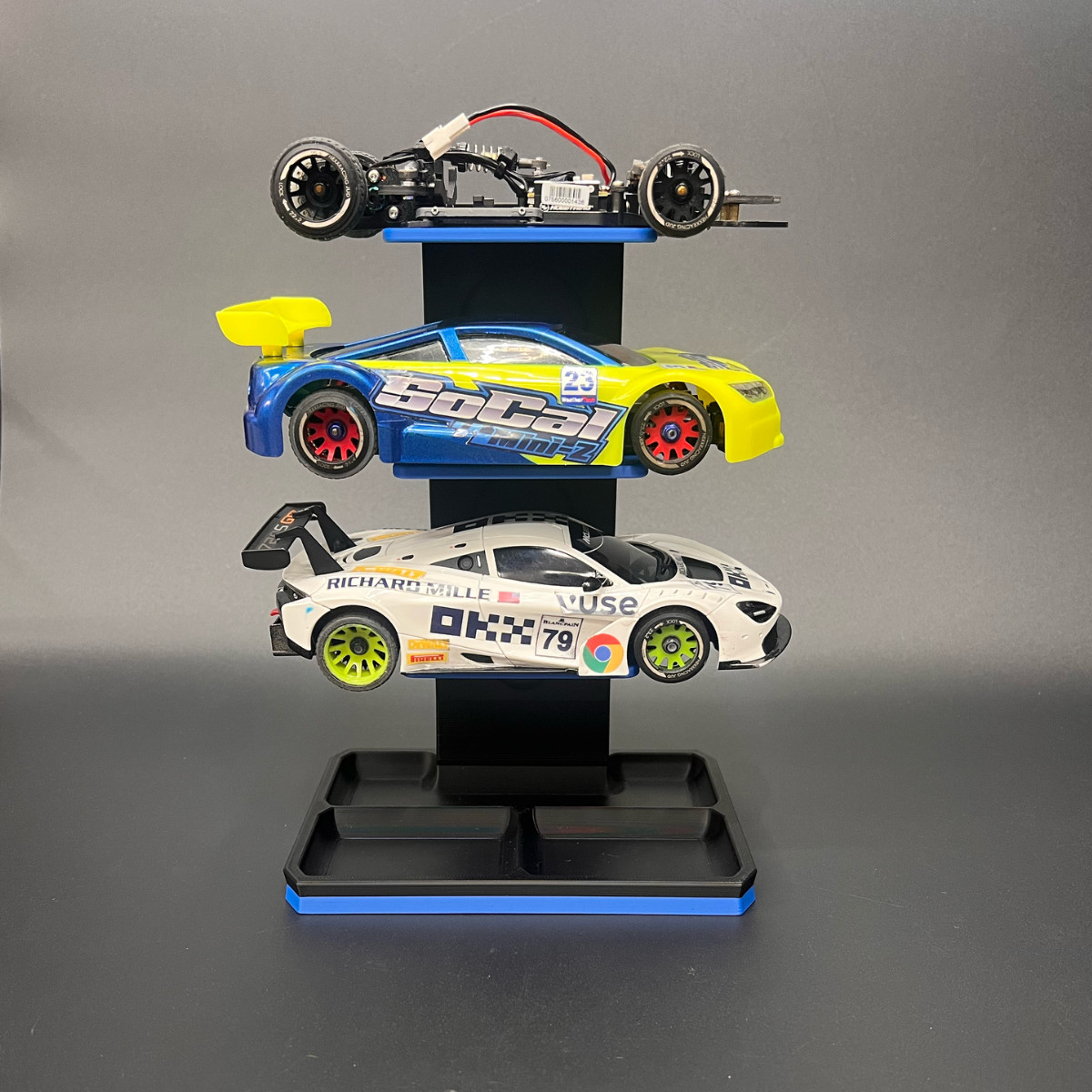 Kyosho Mini-Z Modular 1/28 Scale Pit Stand Triple Car Frame (3-Tier) BLUE MR-04