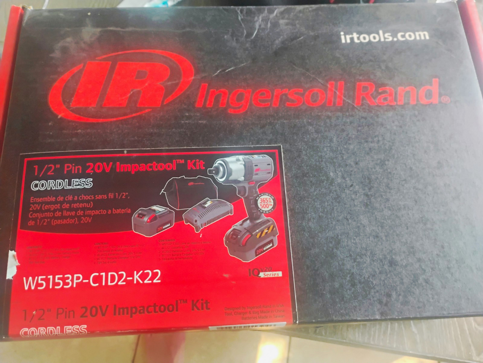 Ingersoll Rand W5153P-C1D2-K22 20V 1/2in Pin Brushless Kit 2 Bat/Chg/Bag Ingersoll Rand W5153P-C1D2-K22 20V 1/2in Pin Brushless Kit 2 Bat/Chg/Bag