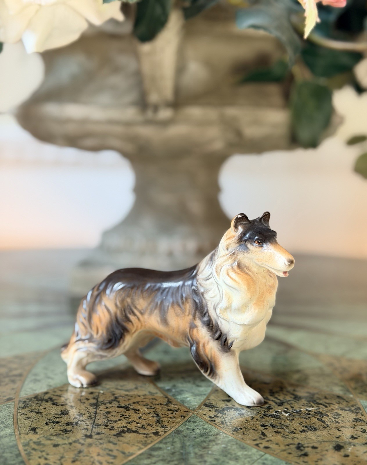Vntg Ceramic Collie Figurine 5.75