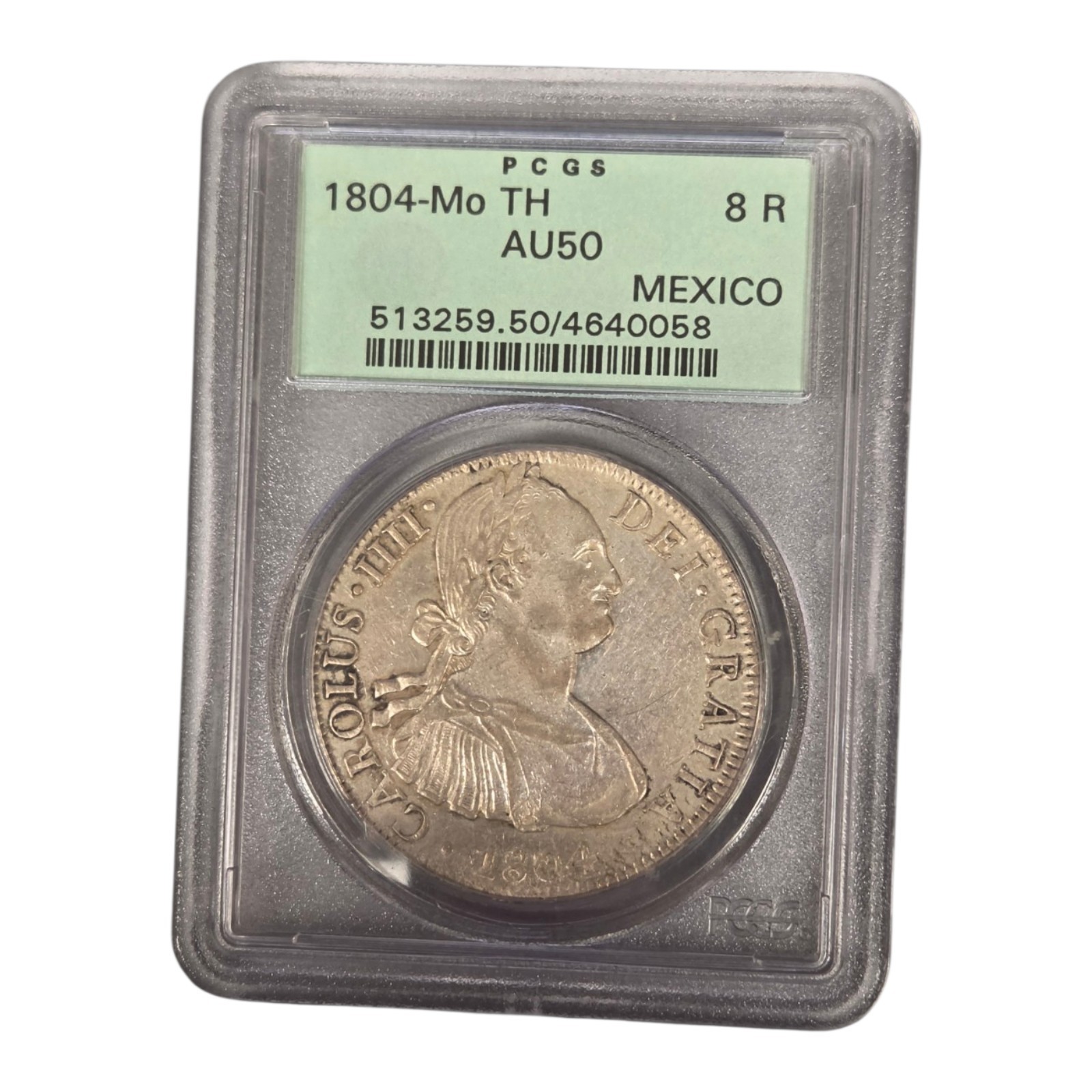 NICE 1804 Mo TH Mexico 8 Reales World Silver Coin PCGS Au50 OGH