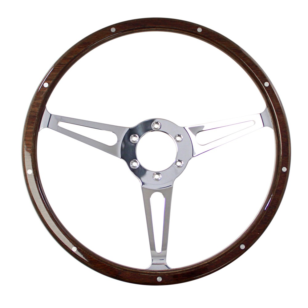 14” 6-Bolt Woodgrain Slotted Spoke Steering Wheel 14” 6-Bolt Woodgrain Slotted Spoke Steering Wheel