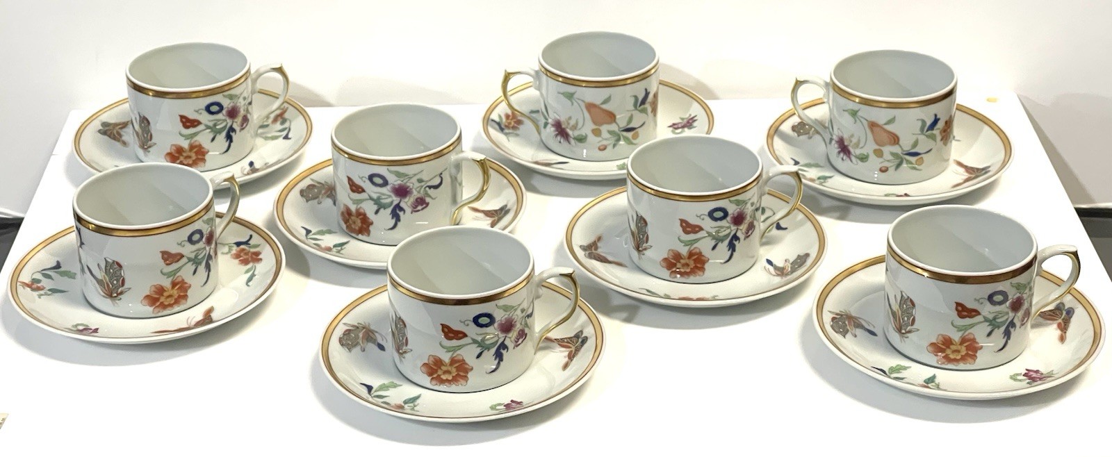 Samatra By Mottahedeh Set Of 8 Vista Allegra Portugal Porcelain Cups And Saucers