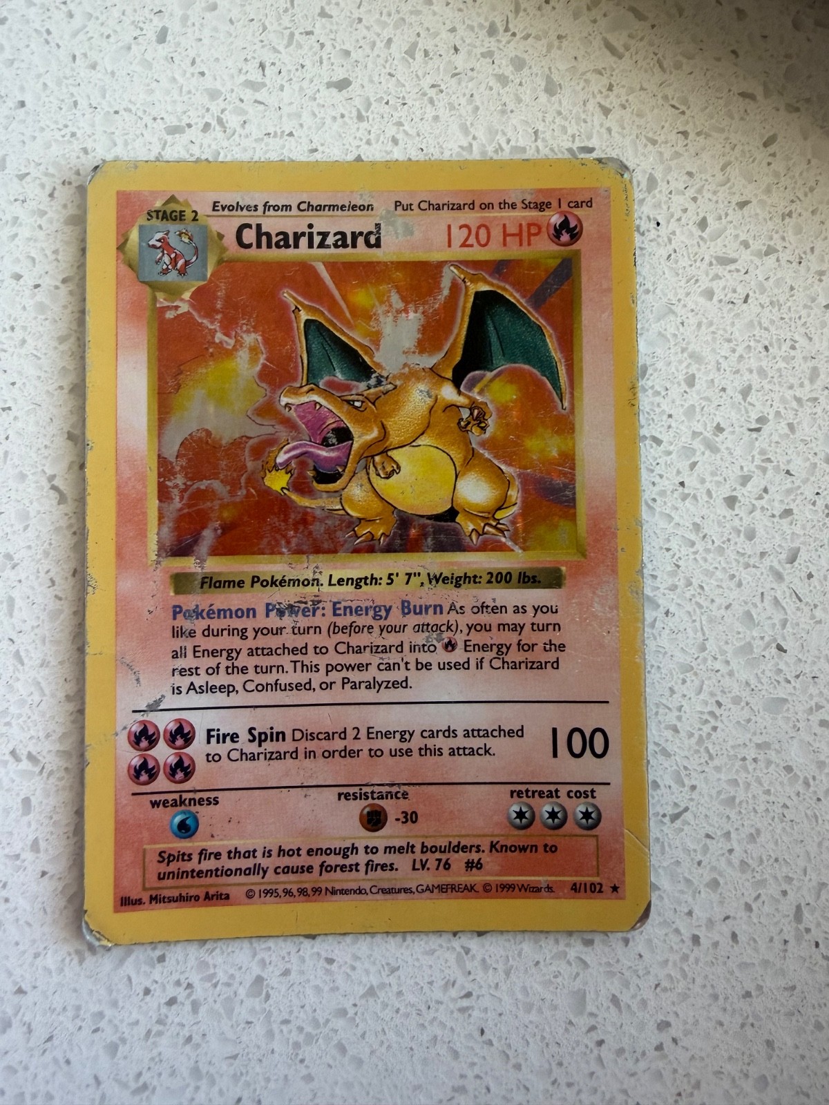 Charizard 4/102 Base Set (Shadowless) Holo Heavily Played