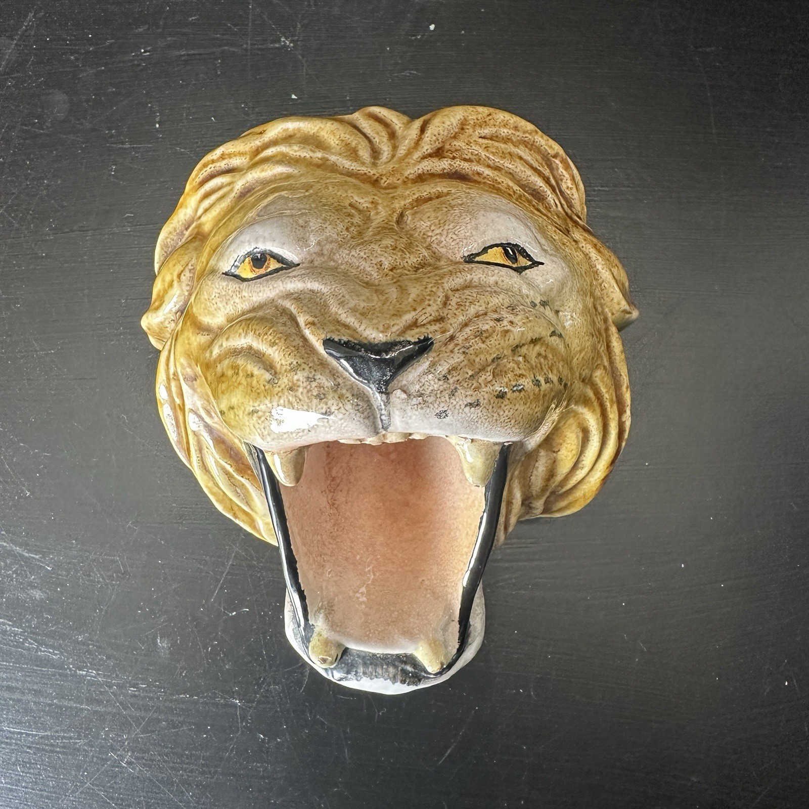 Roaring Lion Head Wall Mount Vtg Ceramic Plaque Chalkware Majestic Decor MCM Roaring Lion Head Wall Mount Vtg Ceramic Plaque Chalkware Majestic Decor MCM