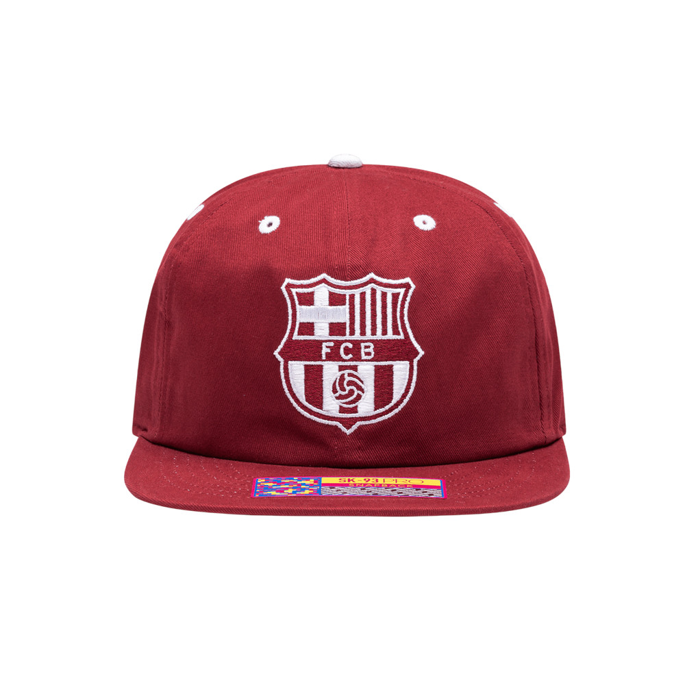 FC Barcelona Bankroll Snapback Hat – Retro Grunge Unstructured Cap | Officially