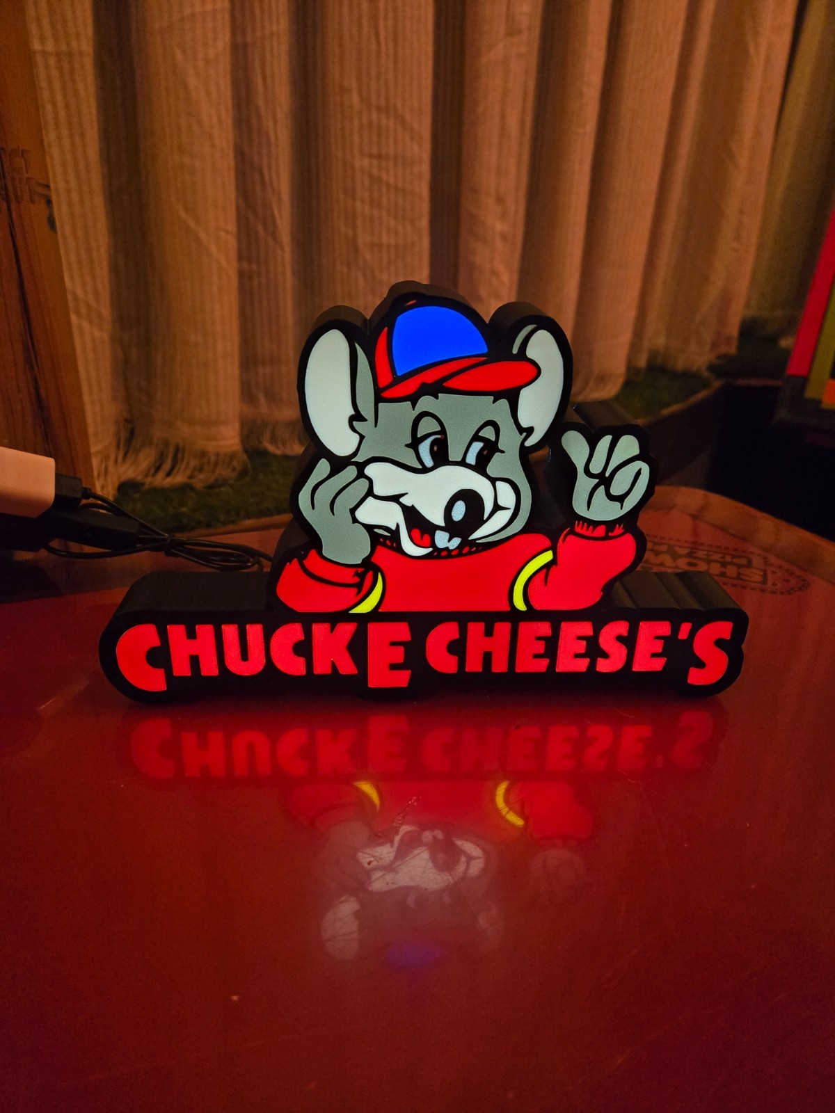 Thumb Chuck E Cheese 95 - USB Lighted LED Sign - Man Cave - Arcade - Retro