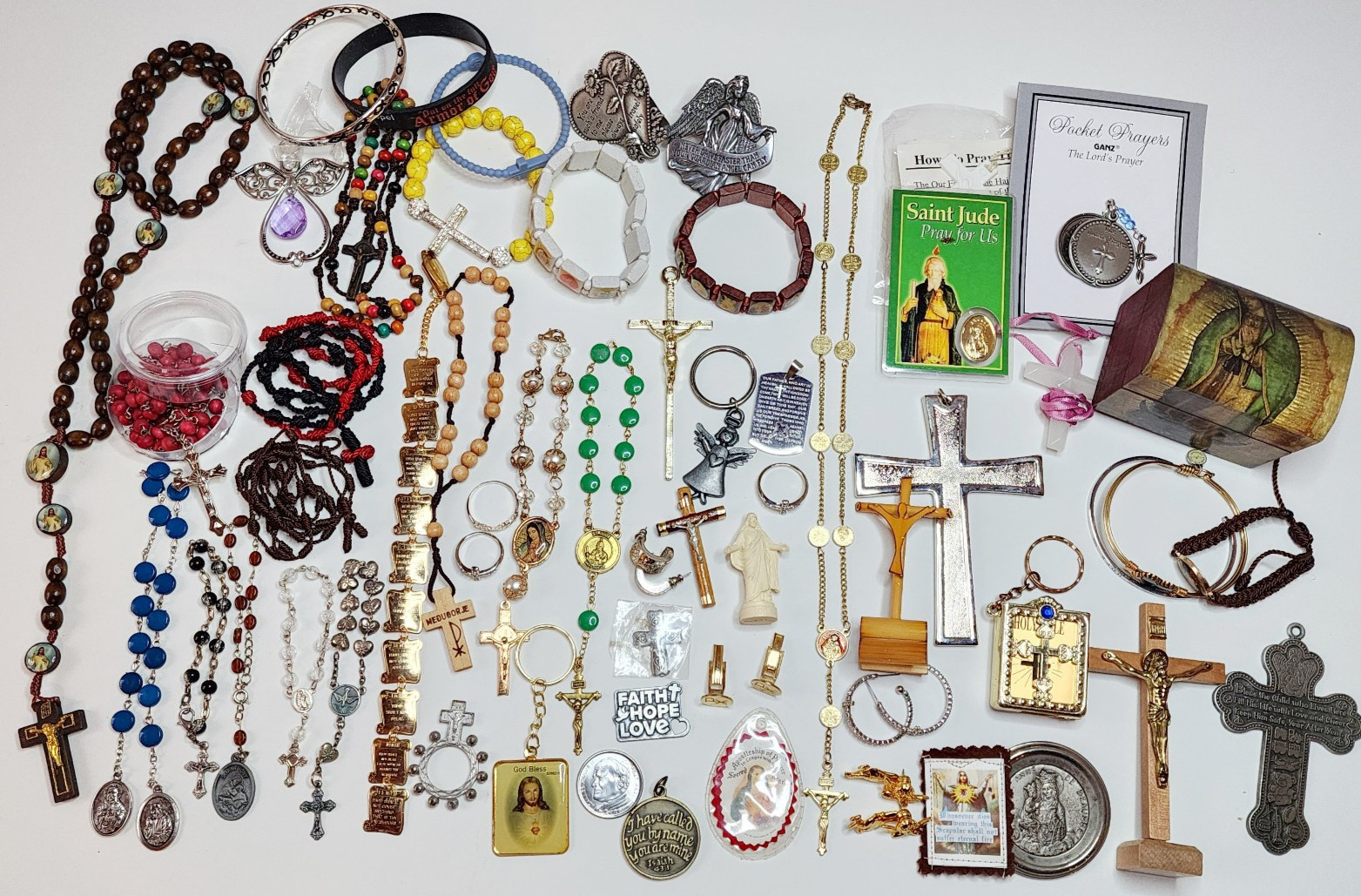 Vintage Catholic Religious Bundle Rosary Medal Crucifix Scapular Trinket Box LOT Vintage Catholic Religious Bundle Rosary Medal Crucifix Scapular Trinket Box LOT