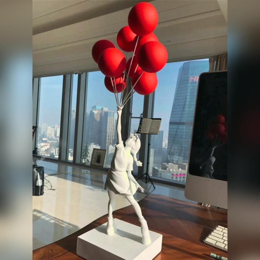 BANKSY RED BALLOON GIRL England Street Art Statue Sculpture Figure Home Decor