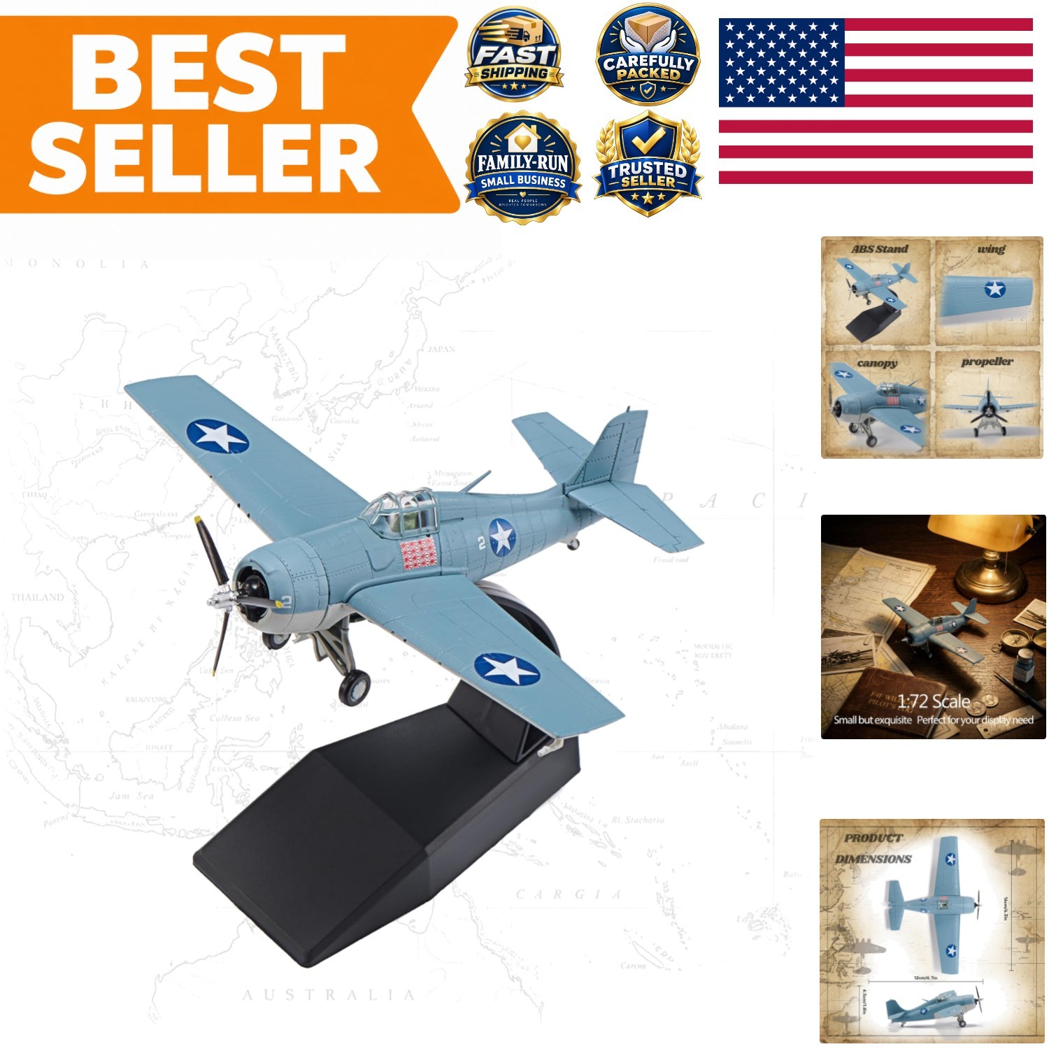 Die-Cast F4F Wildcat Fighter Jet Model - Collector-Quality Aircraft Gift