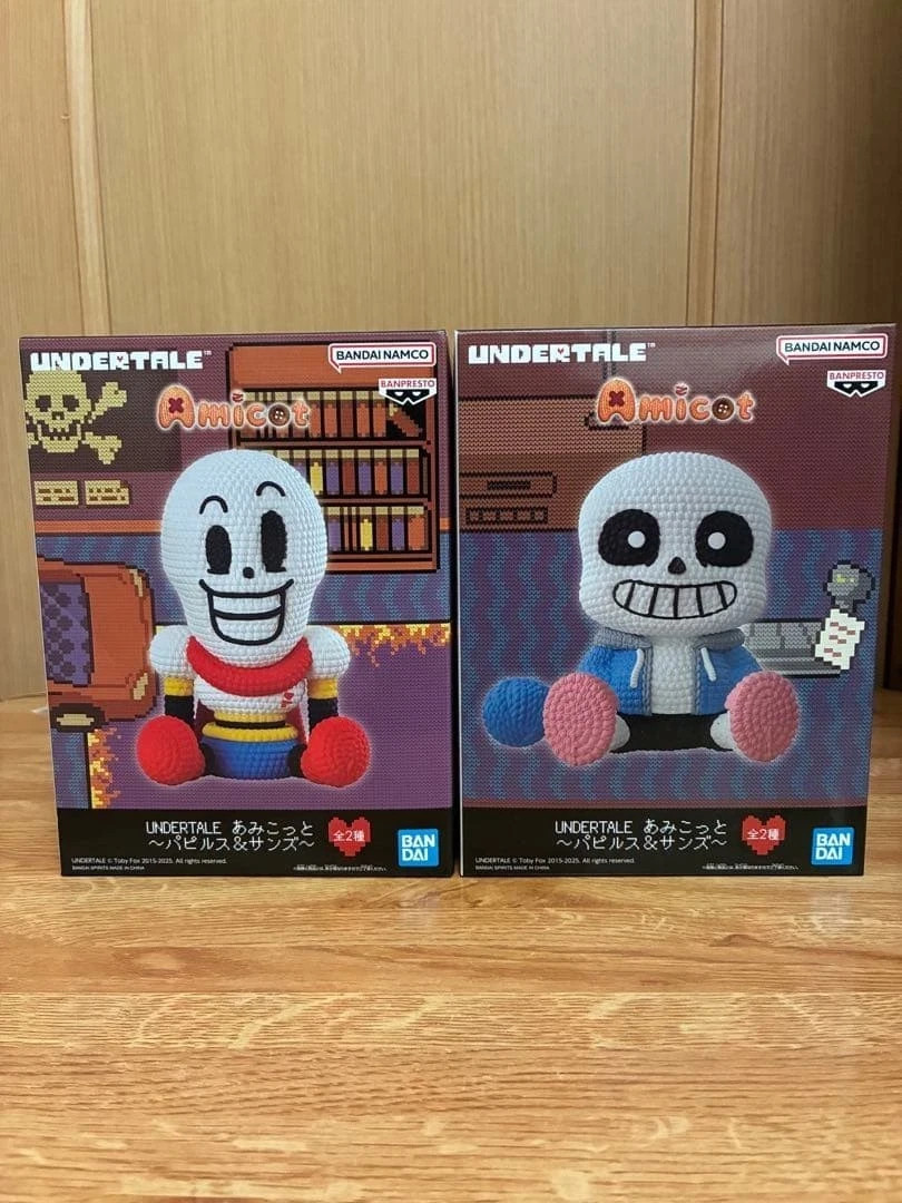 BANDAI Amicot Undertale Sans and Papyrus knitted video game figure sets