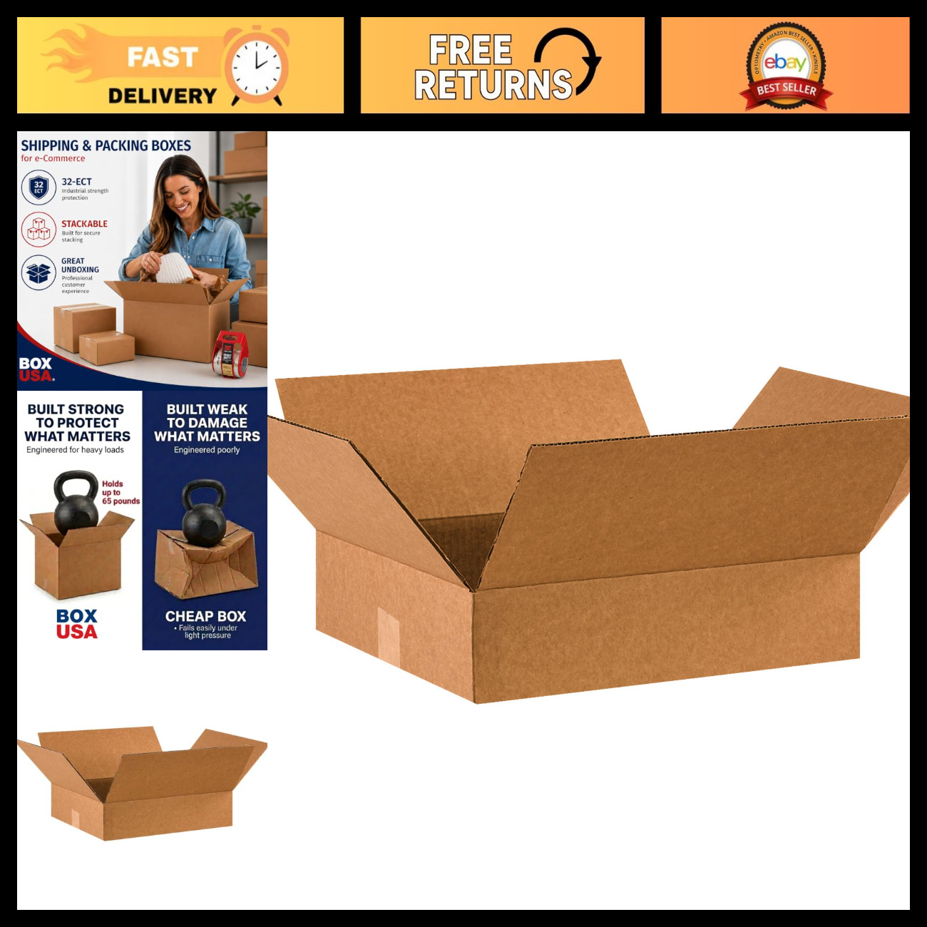 Flat Shipping Boxes 16x14x4, Holds 65lbs, 25-Pack, Durable Cardboard for Moving Flat Shipping Boxes 16x14x4, Holds 65lbs, 25-Pack, Durable Cardboard for Moving