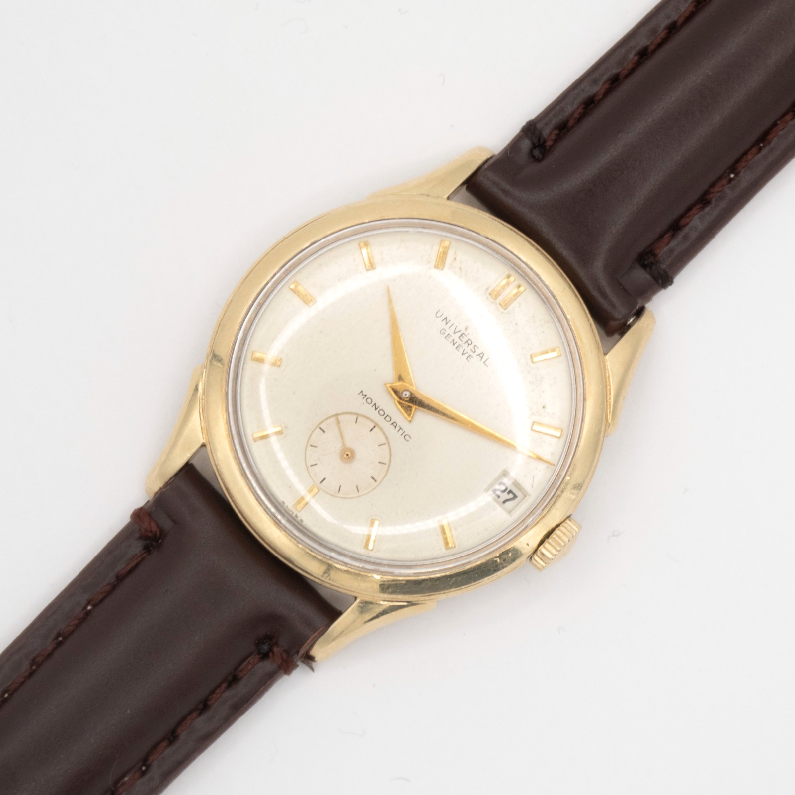 Vintage Universal Genève Monodatic Gold Filled Automatic Wristwatch, Keeps Time