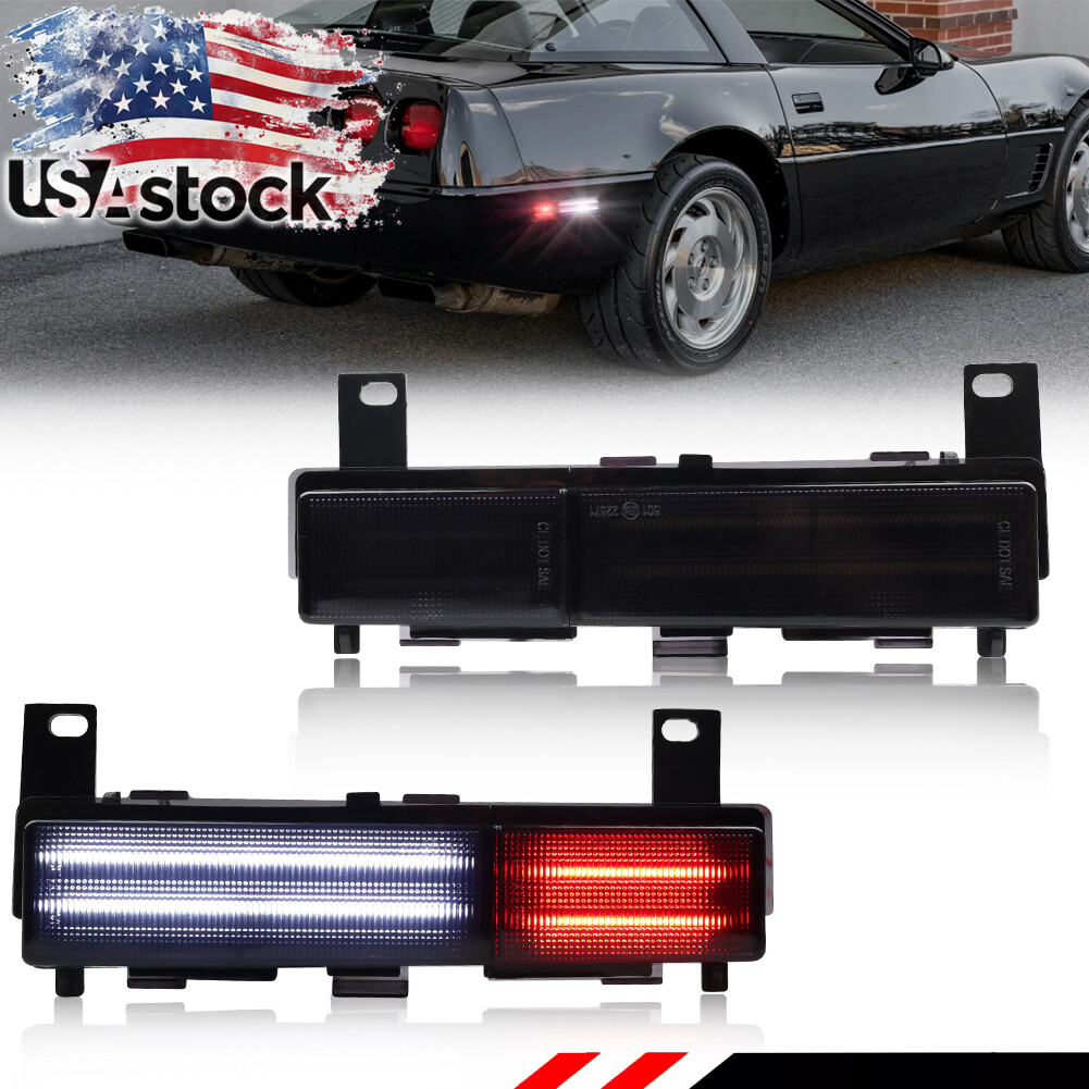 Smoke Lens White/Red LED Rear Side Marker Lights For Chevy 1988-1996 C4 Corvette