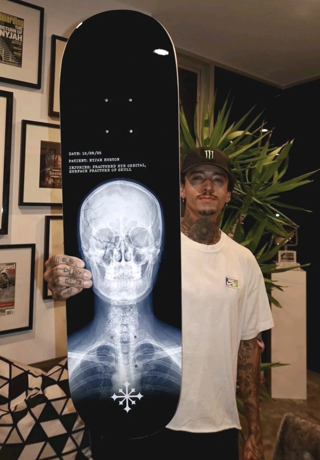 Disorder Nyjah Houston Unbroken Fractured Skull Skateboard Deck EMBOSSED NEW