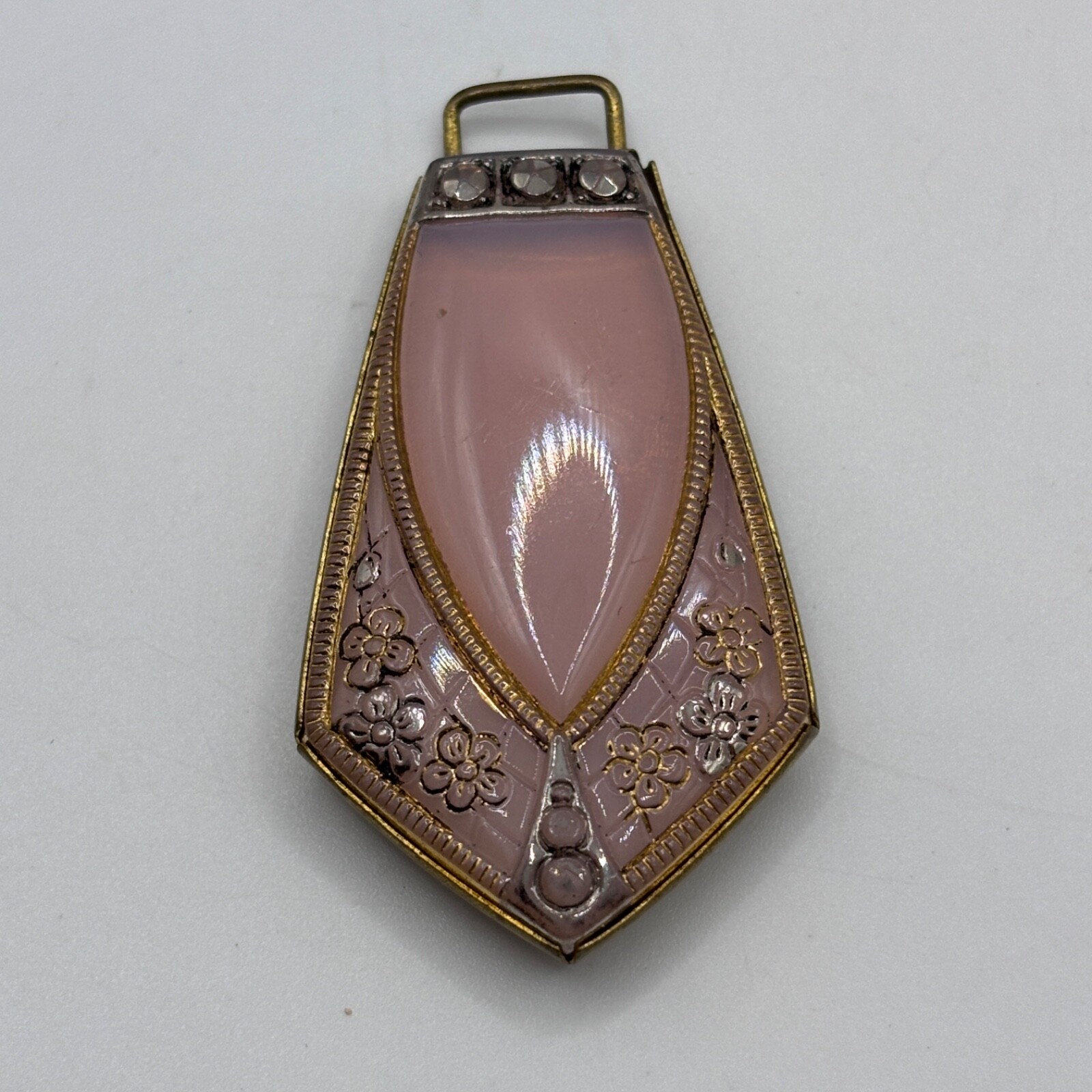 Vintage Czechoslovakia Pink Glass Belt Buckle Vintage Czechoslovakia Pink Glass Belt Buckle