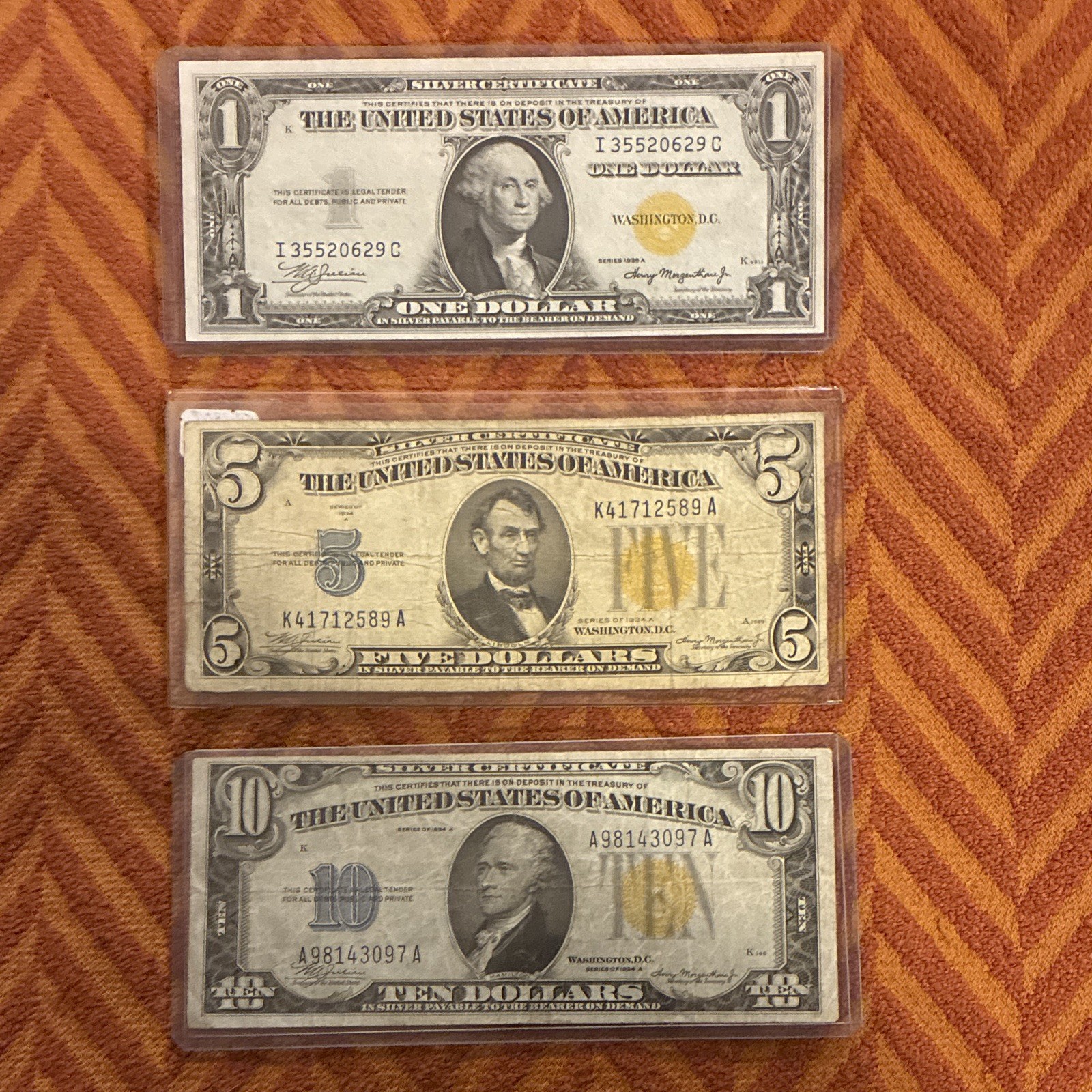 North Africa US Bank Notes- $1 $5 $10 Silver Certificates, Uncertified North Africa US Bank Notes- $1 $5 $10 Silver Certificates, Uncertified