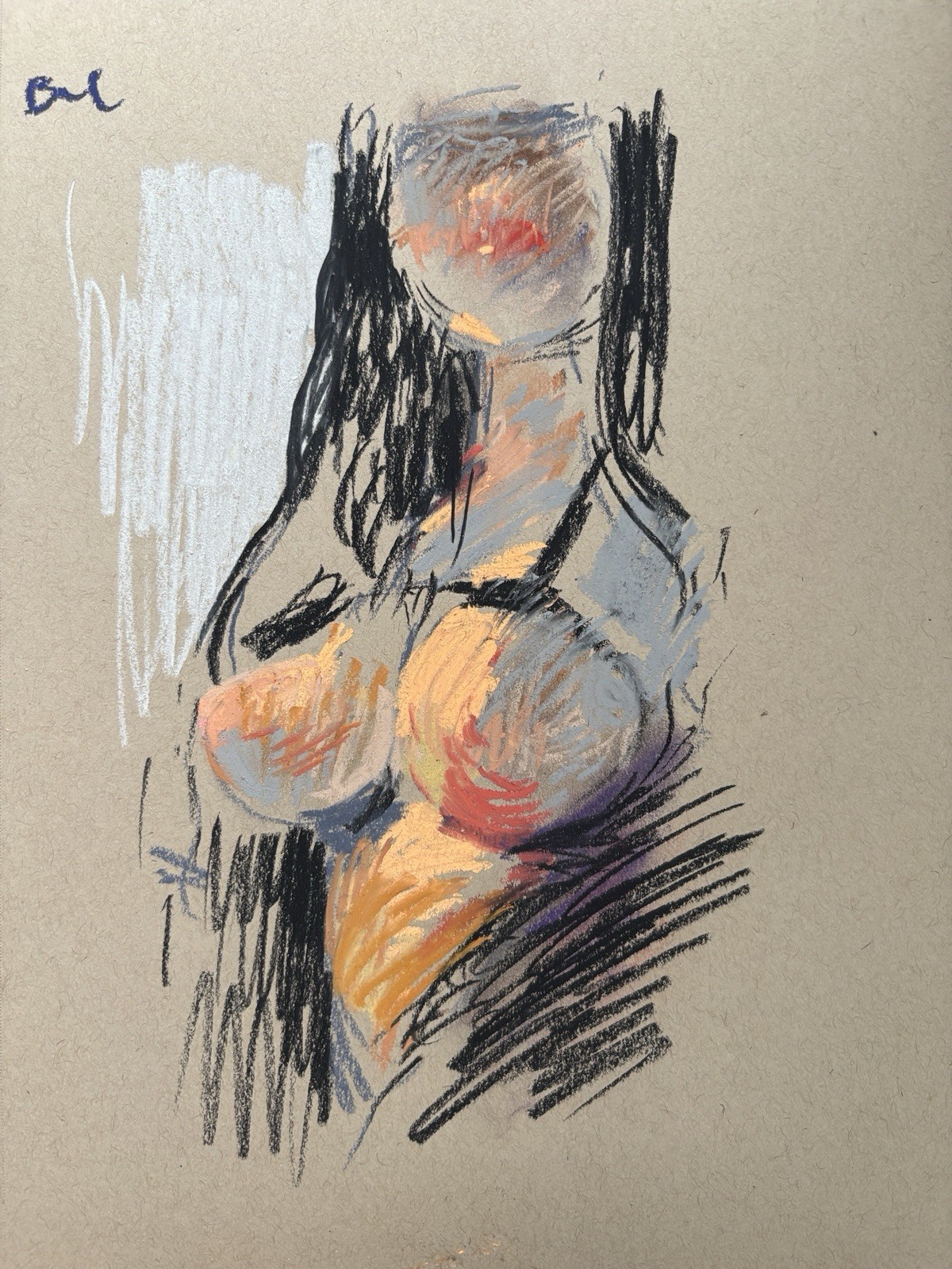 Pastel Portrait Cubism Figure Painting On 9”x12” Paper Modern Original Signed Pastel Portrait Cubism Figure Painting On 9”x12” Paper Modern Original Signed