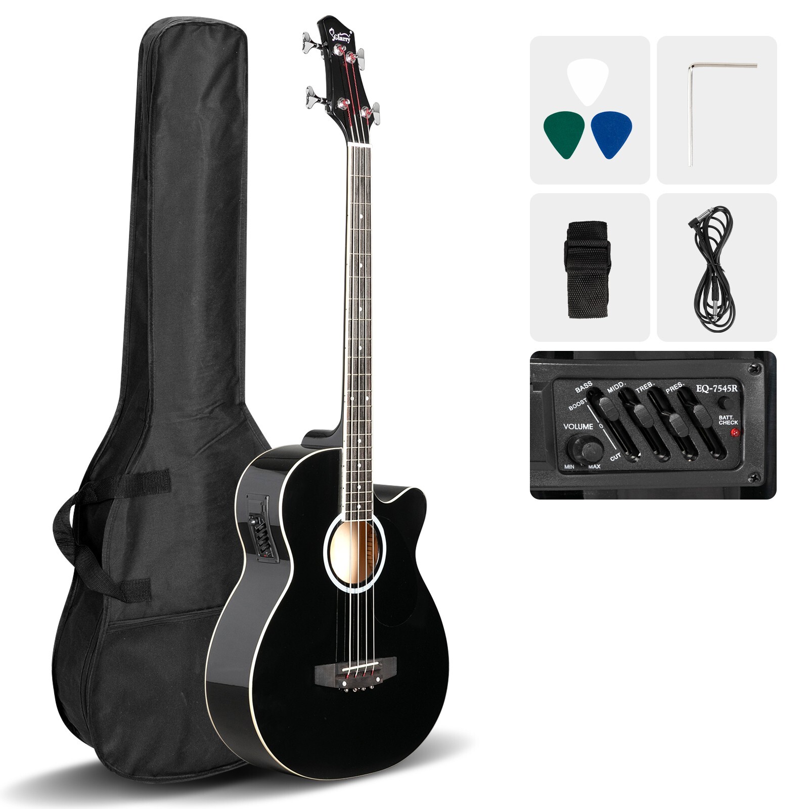 🎅FREE SHIPPING🎅Acoustic-Electric Bass Guitar +Case/Bag +Strap