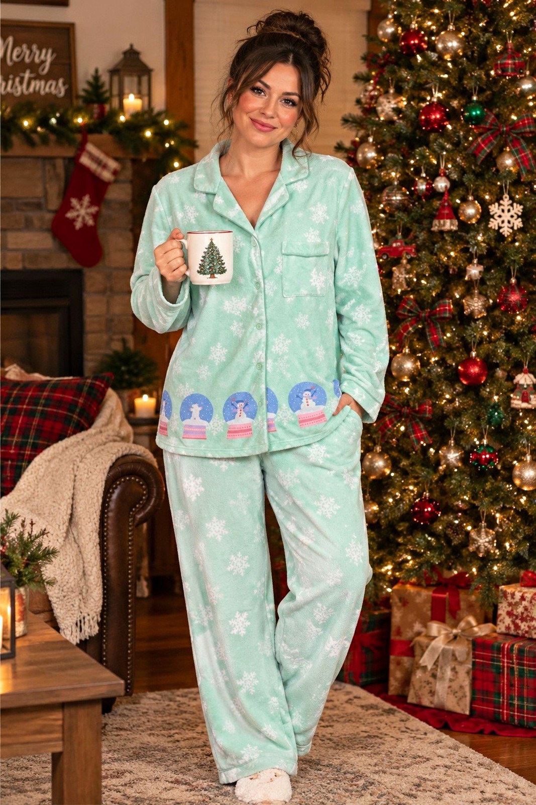 Classic Elements M Merry Snowmen and Drifting Snowflake 2 piece Pajama Set Classic Elements M Merry Snowmen and Drifting Snowflake 2 piece Pajama Set