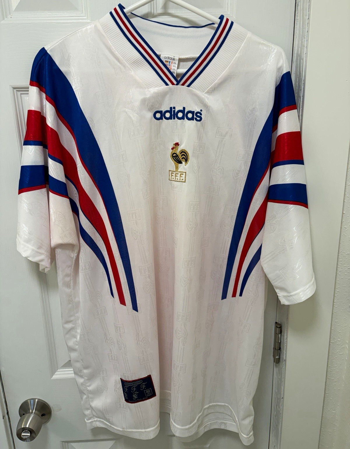 adidas France National Team Soccer Jersey White Blue Red XXL Vintage adidas France National Team Soccer Jersey White Blue Red XXL Vintage