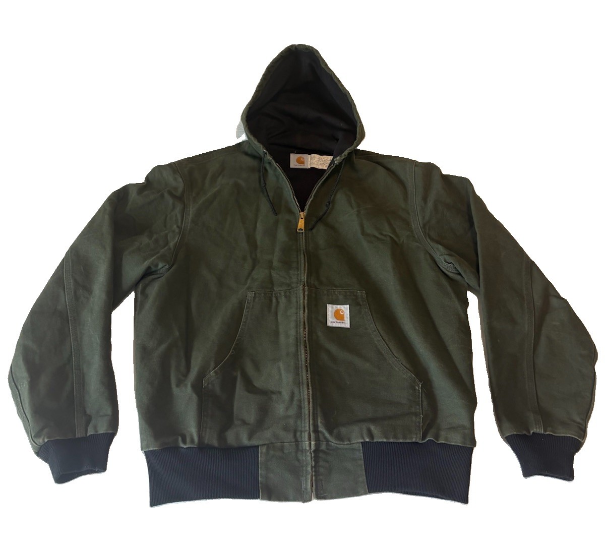 Vintage 90s Carhartt JR104 Thermal Lined Hooded Jacket Large Made In USA Green