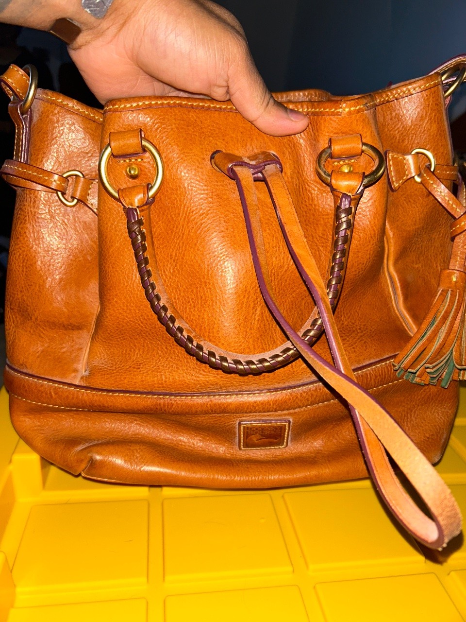 Dooney & Bourke Florentine Drawstring Bag Natural / British Tan, Brass hardware Dooney & Bourke Florentine Drawstring Bag Natural / British Tan, Brass hardware