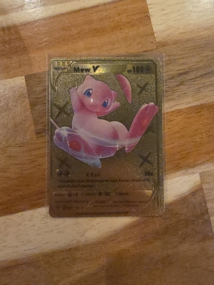 Mew V Gold Pokémon Card Full Art Rare Textured Collectible