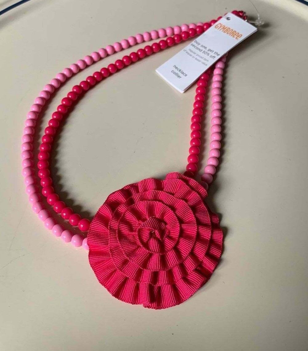 NWT Girls Gymboree Ice Cream Sweetie Pink Red beaded Floral necklace Jewelry