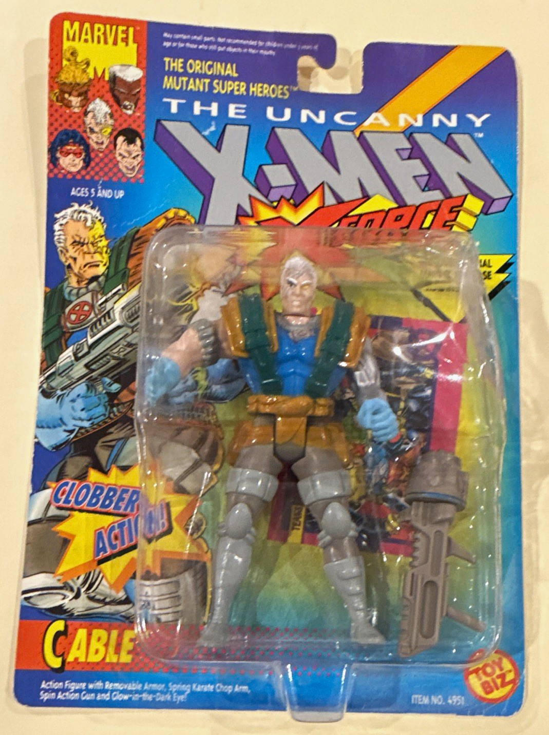 Toy Biz Marvel X-Men Cable Action Figure X-Force Rare New in Package 1992 Toy Biz Marvel X-Men Cable Action Figure X-Force Rare New in Package 1992