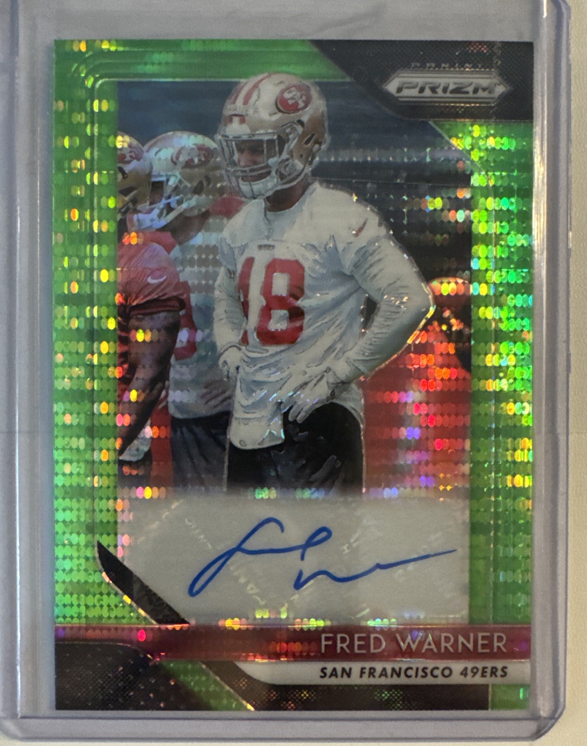 Fred Warner 2018 Panini Prizm - Rookie Autographs #RA-FW Neon Green Pulsar Prizm Fred Warner 2018 Panini Prizm - Rookie Autographs #RA-FW Neon Green Pulsar Prizm