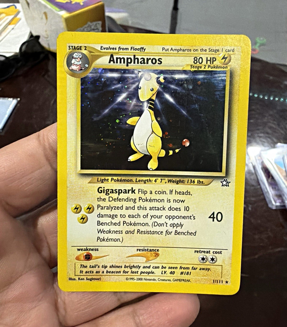 Ampharos 1/111 Neo Genesis Unlimited Holo Rare Pokemon TCG EN Ampharos 1/111 Neo Genesis Unlimited Holo Rare Pokemon TCG EN