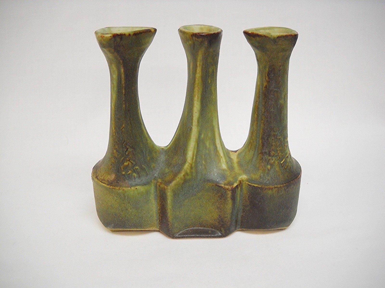 Rare MCM MATT CAMPS HOLLAND BRUTALIST POTTERY VESSEL-TRIPLE BUD VASE-B88-VG