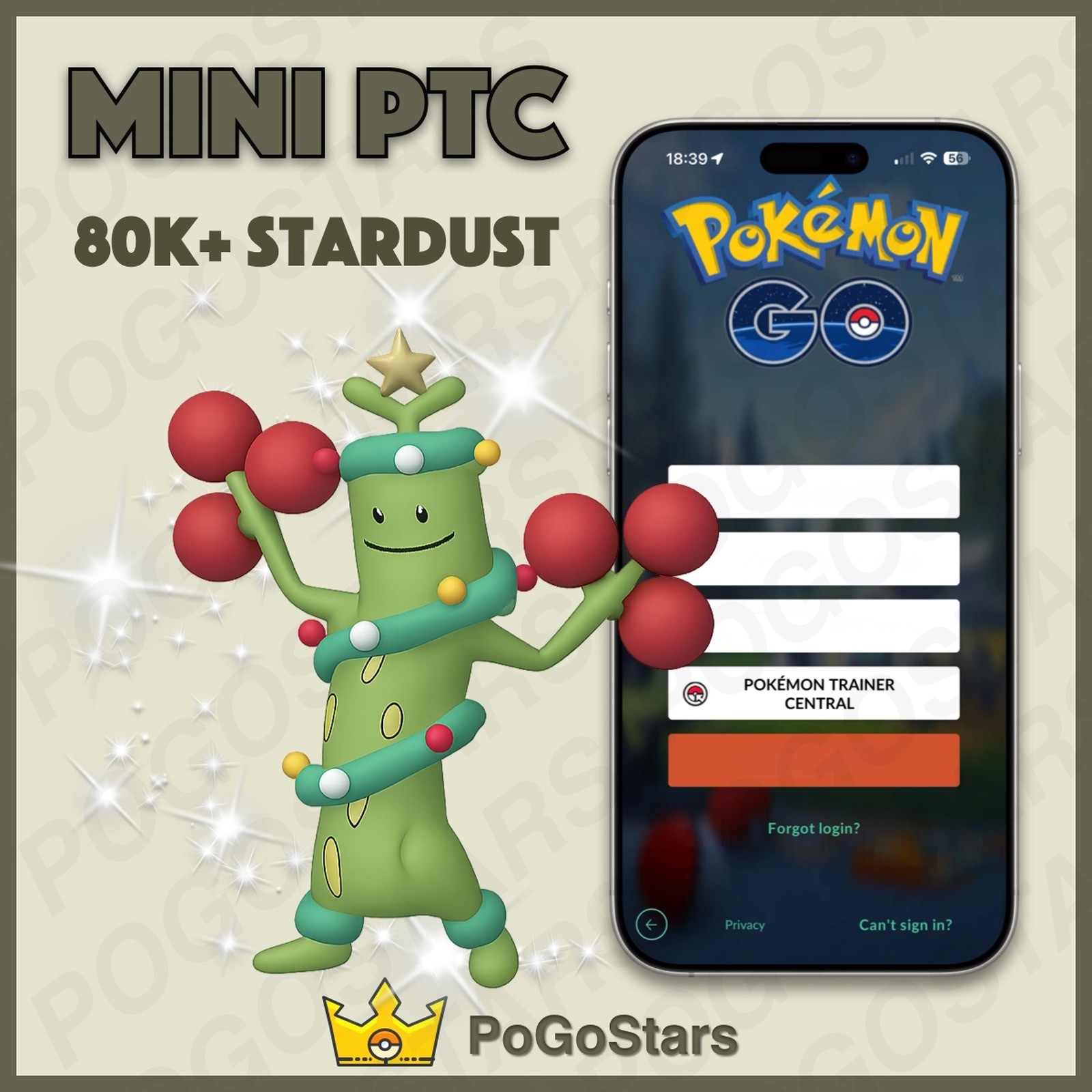 Pokémon PTC Go - Shiny Sudowoodo Winter Attire - 80K Stardust✨Read Description✨