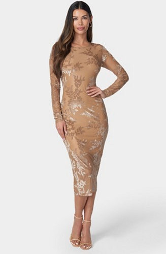 NWT Bebe Women\'s Burnout Midi Dress Nude size S 