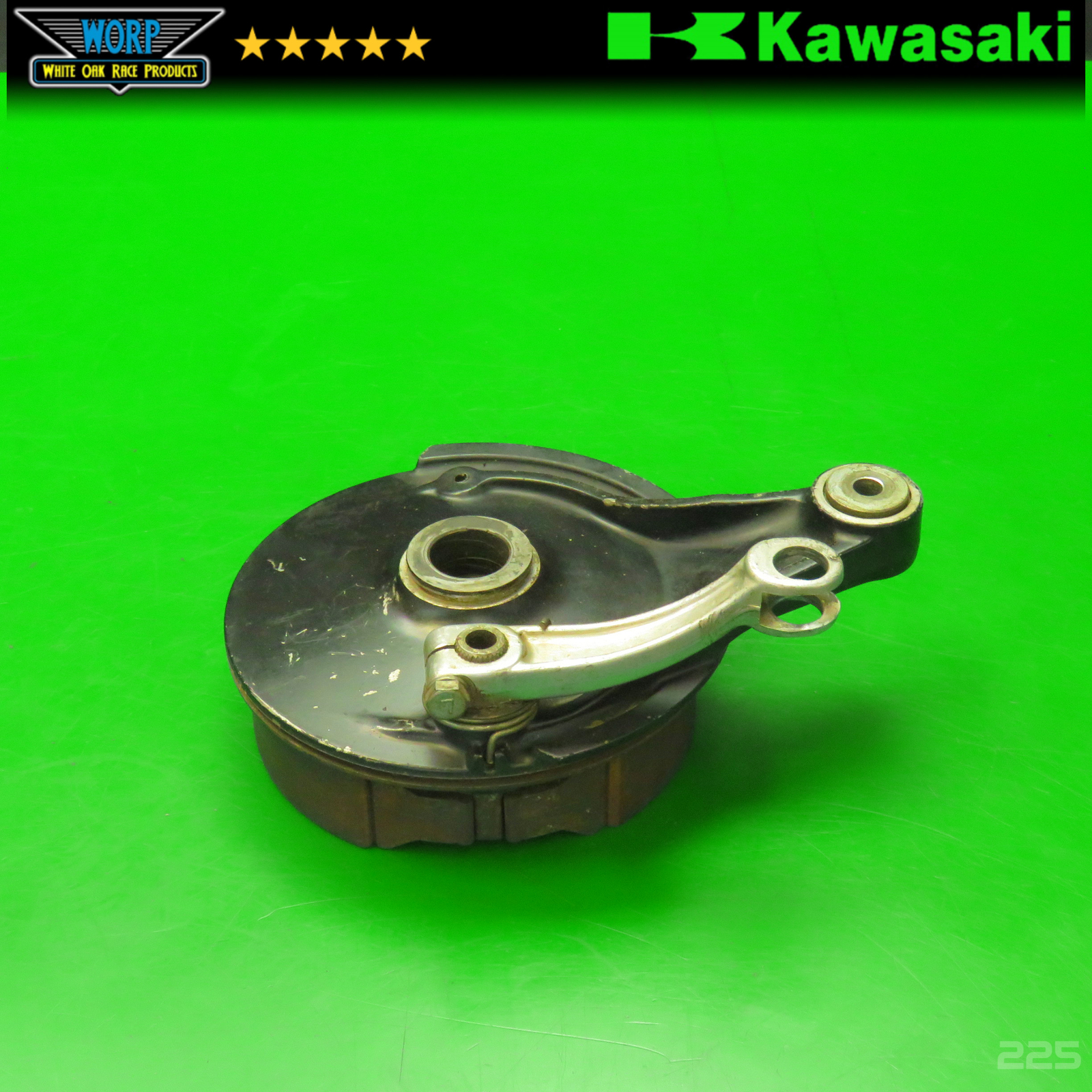 1984 KAWASAKI KX500 REAR BACK DRUM BRAKE PLATE SHOES 83-84 GENUINE OEM 