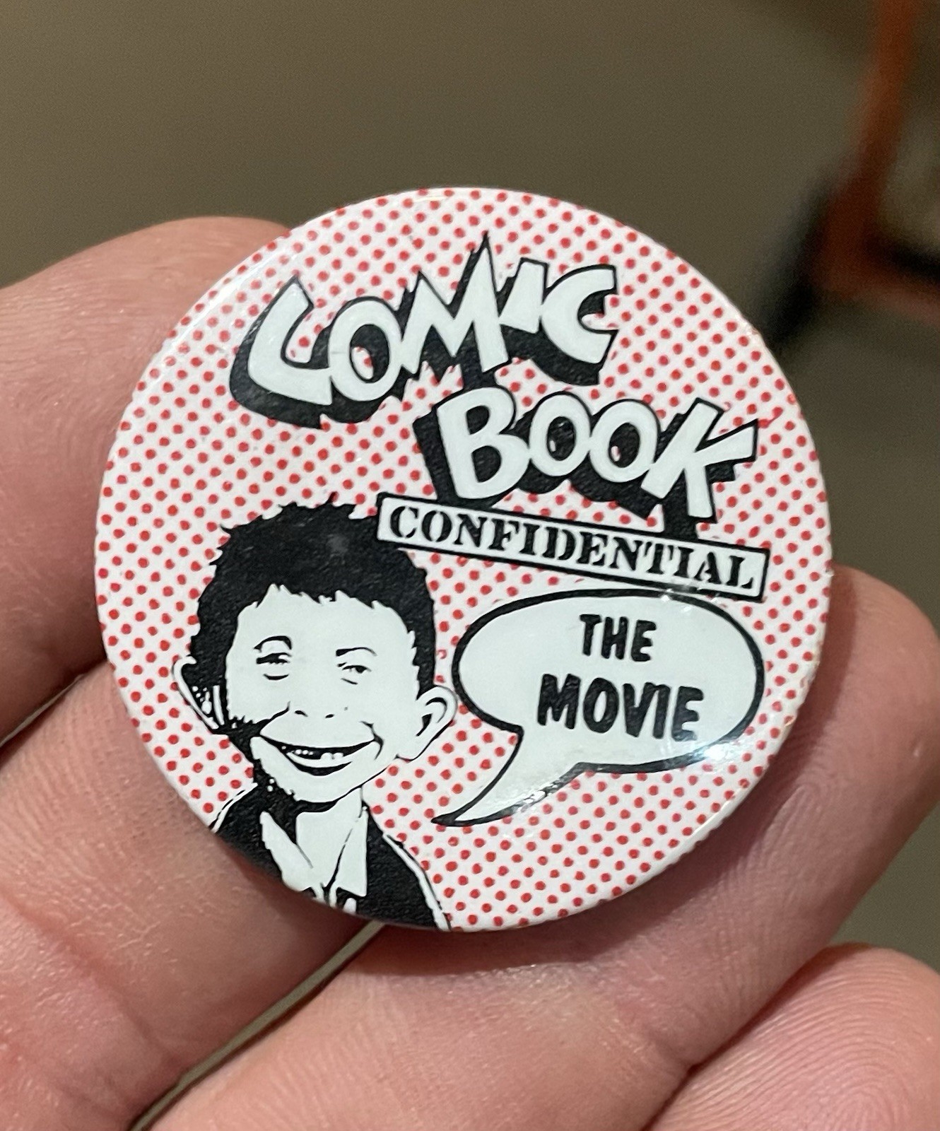 Vintage 1988 Comic Book Confidential The Movie Promo Pin Alfred Neuman 