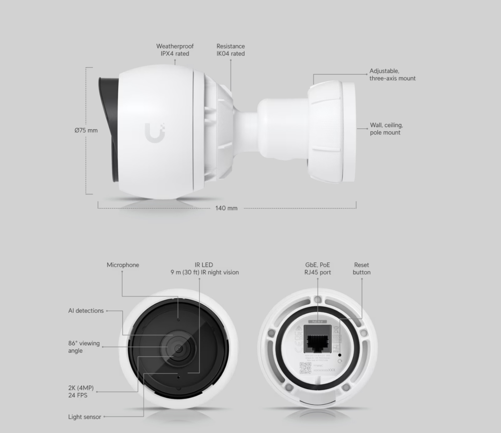 Ubiquiti UniFi Protect G4 Indoor Oudoor Security Camera UVC-G4-Bullet Ubiquiti UniFi Protect G4 Indoor Oudoor Security Camera UVC-G4-Bullet