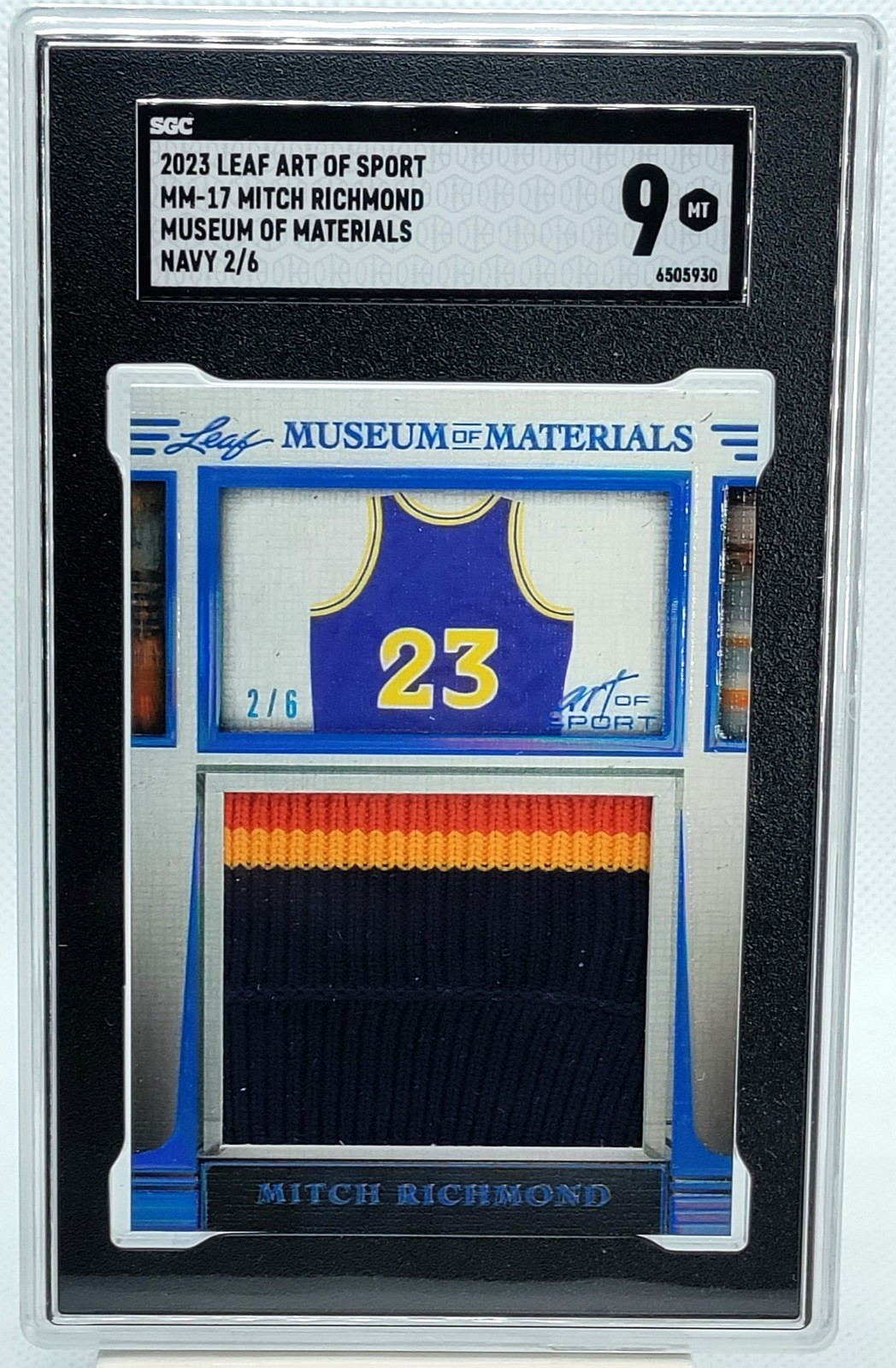/6 Mitch Richmond Patch SGC 9 Game Used 2023 Leaf Art Museum Materials JUMBO SP