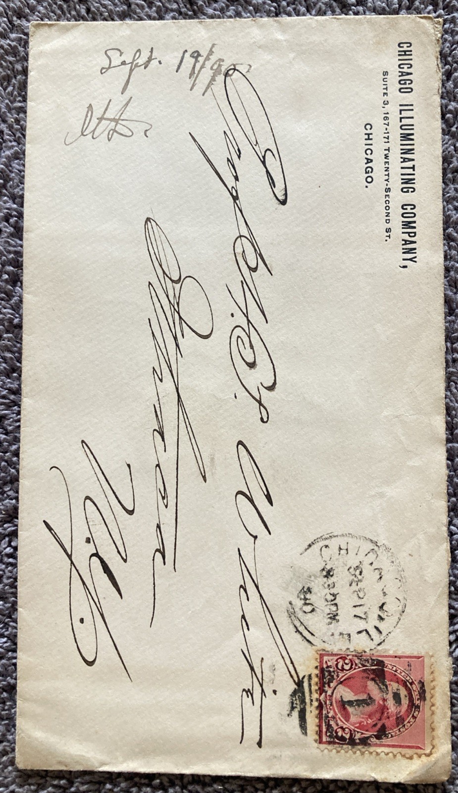 1890 Chicago Illuminating Company Illinois Postal Cover