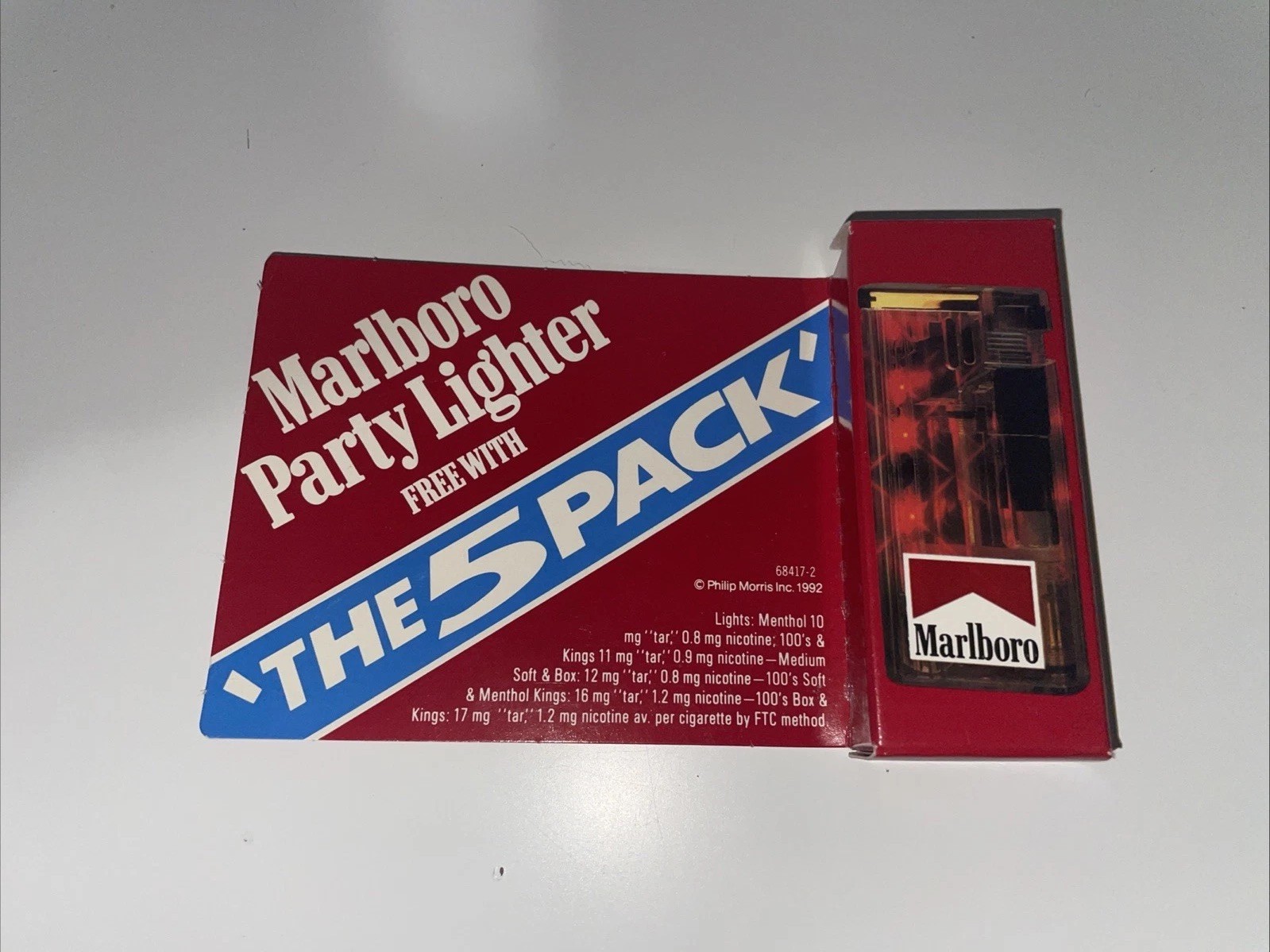 Philip Morris Marlboro Clear Party Lighter 1992 Recalled Give-Away, Sealed NIB